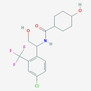 molecular formula C16H19ClF3NO3 B7075220 N-[1-[4-chloro-2-(trifluoromethyl)phenyl]-2-hydroxyethyl]-4-hydroxycyclohexane-1-carboxamide 