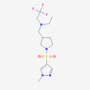 molecular formula C13H21F3N4O2S B7075440 N-ethyl-2,2,2-trifluoro-N-[[1-(1-methylpyrazol-4-yl)sulfonylpyrrolidin-3-yl]methyl]ethanamine 