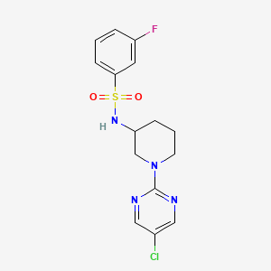 molecular formula C15H16ClFN4O2S B7075482 N-[1-(5-chloropyrimidin-2-yl)piperidin-3-yl]-3-fluorobenzenesulfonamide 