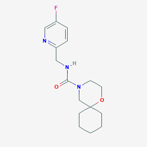 molecular formula C16H22FN3O2 B7075524 N-[(5-fluoropyridin-2-yl)methyl]-1-oxa-4-azaspiro[5.5]undecane-4-carboxamide 