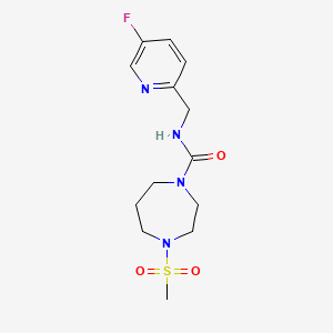 molecular formula C13H19FN4O3S B7075545 N-[(5-fluoropyridin-2-yl)methyl]-4-methylsulfonyl-1,4-diazepane-1-carboxamide 