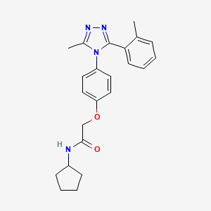 molecular formula C23H26N4O2 B7075661 N-cyclopentyl-2-[4-[3-methyl-5-(2-methylphenyl)-1,2,4-triazol-4-yl]phenoxy]acetamide 