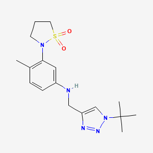 molecular formula C17H25N5O2S B7075807 N-[(1-tert-butyltriazol-4-yl)methyl]-3-(1,1-dioxo-1,2-thiazolidin-2-yl)-4-methylaniline 