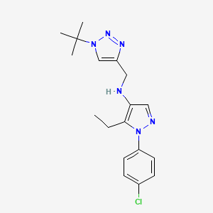 molecular formula C18H23ClN6 B7075861 N-[(1-tert-butyltriazol-4-yl)methyl]-1-(4-chlorophenyl)-5-ethylpyrazol-4-amine 