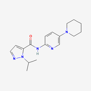 molecular formula C17H23N5O B7075938 N-(5-piperidin-1-ylpyridin-2-yl)-2-propan-2-ylpyrazole-3-carboxamide 