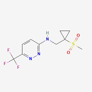 molecular formula C10H12F3N3O2S B7075944 N-[(1-methylsulfonylcyclopropyl)methyl]-6-(trifluoromethyl)pyridazin-3-amine 