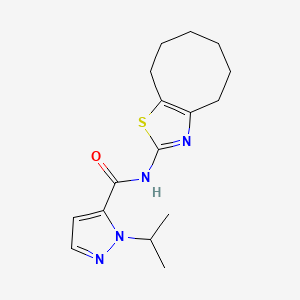 molecular formula C16H22N4OS B7075948 N-(4,5,6,7,8,9-hexahydrocycloocta[d][1,3]thiazol-2-yl)-2-propan-2-ylpyrazole-3-carboxamide 