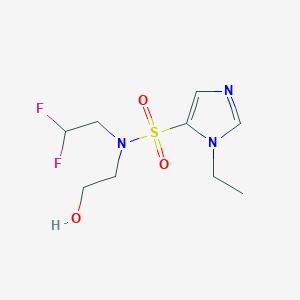 molecular formula C9H15F2N3O3S B7076031 N-(2,2-difluoroethyl)-3-ethyl-N-(2-hydroxyethyl)imidazole-4-sulfonamide 