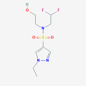 molecular formula C9H15F2N3O3S B7076055 N-(2,2-difluoroethyl)-1-ethyl-N-(2-hydroxyethyl)pyrazole-4-sulfonamide 