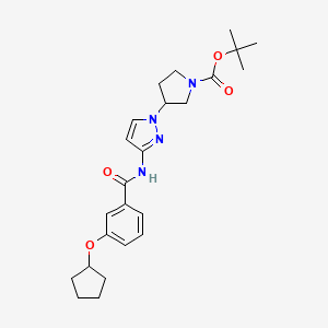 molecular formula C24H32N4O4 B7076351 Tert-butyl 3-[3-[(3-cyclopentyloxybenzoyl)amino]pyrazol-1-yl]pyrrolidine-1-carboxylate 