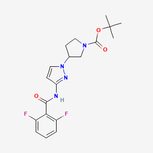 molecular formula C19H22F2N4O3 B7076406 Tert-butyl 3-[3-[(2,6-difluorobenzoyl)amino]pyrazol-1-yl]pyrrolidine-1-carboxylate 