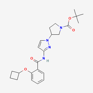 molecular formula C23H30N4O4 B7076417 Tert-butyl 3-[3-[(2-cyclobutyloxybenzoyl)amino]pyrazol-1-yl]pyrrolidine-1-carboxylate 