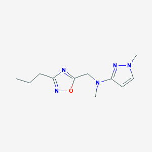 molecular formula C11H17N5O B7076453 N,1-dimethyl-N-[(3-propyl-1,2,4-oxadiazol-5-yl)methyl]pyrazol-3-amine 
