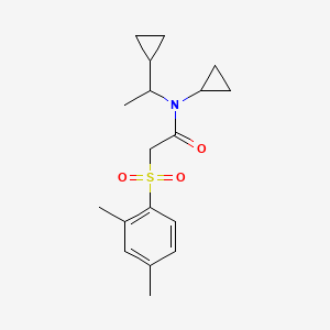 molecular formula C18H25NO3S B7076549 N-cyclopropyl-N-(1-cyclopropylethyl)-2-(2,4-dimethylphenyl)sulfonylacetamide 