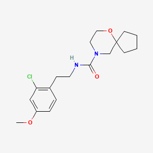 molecular formula C18H25ClN2O3 B7076563 N-[2-(2-chloro-4-methoxyphenyl)ethyl]-6-oxa-9-azaspiro[4.5]decane-9-carboxamide 