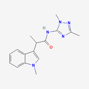 molecular formula C16H19N5O B7076637 N-(2,5-dimethyl-1,2,4-triazol-3-yl)-2-(1-methylindol-3-yl)propanamide 