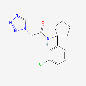 molecular formula C14H16ClN5O B7076641 N-[1-(3-chlorophenyl)cyclopentyl]-2-(tetrazol-1-yl)acetamide 