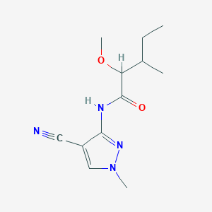 molecular formula C12H18N4O2 B7076679 N-(4-cyano-1-methylpyrazol-3-yl)-2-methoxy-3-methylpentanamide 