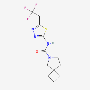 molecular formula C12H15F3N4OS B7076710 N-[5-(2,2,2-trifluoroethyl)-1,3,4-thiadiazol-2-yl]-6-azaspiro[3.4]octane-6-carboxamide 