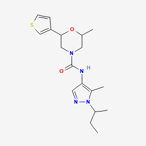 molecular formula C18H26N4O2S B7076969 N-(1-butan-2-yl-5-methylpyrazol-4-yl)-2-methyl-6-thiophen-3-ylmorpholine-4-carboxamide 