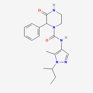 molecular formula C19H25N5O2 B7076994 N-(1-butan-2-yl-5-methylpyrazol-4-yl)-3-oxo-2-phenylpiperazine-1-carboxamide 