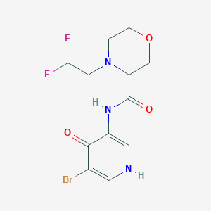 molecular formula C12H14BrF2N3O3 B7077021 N-(5-bromo-4-oxo-1H-pyridin-3-yl)-4-(2,2-difluoroethyl)morpholine-3-carboxamide 