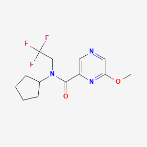 molecular formula C13H16F3N3O2 B7077089 N-cyclopentyl-6-methoxy-N-(2,2,2-trifluoroethyl)pyrazine-2-carboxamide 