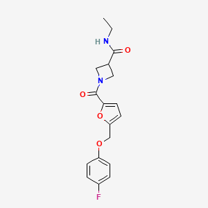 molecular formula C18H19FN2O4 B7077132 N-ethyl-1-[5-[(4-fluorophenoxy)methyl]furan-2-carbonyl]azetidine-3-carboxamide 