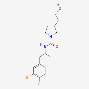 molecular formula C16H22BrFN2O2 B7077152 N-[1-(3-bromo-4-fluorophenyl)propan-2-yl]-3-(2-hydroxyethyl)pyrrolidine-1-carboxamide 