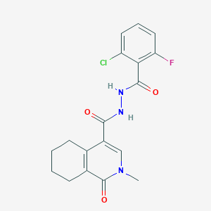 molecular formula C18H17ClFN3O3 B7077161 N'-(2-chloro-6-fluorobenzoyl)-2-methyl-1-oxo-5,6,7,8-tetrahydroisoquinoline-4-carbohydrazide 