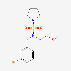 molecular formula C13H19BrN2O3S B7077257 N-[(3-bromophenyl)methyl]-N-(2-hydroxyethyl)pyrrolidine-1-sulfonamide 