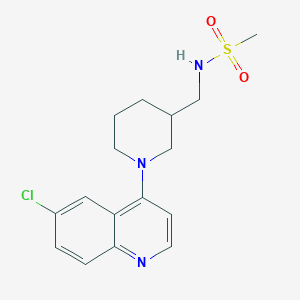 molecular formula C16H20ClN3O2S B7077307 N-[[1-(6-chloroquinolin-4-yl)piperidin-3-yl]methyl]methanesulfonamide 