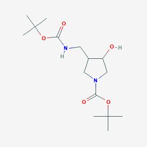 molecular formula C15H28N2O5 B070774 4-Boc-aminomethyl-3-hydroxy-1-N-Boc-pyrrolidine CAS No. 175463-34-0