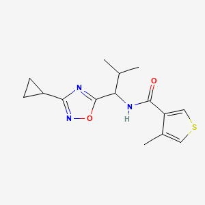 molecular formula C15H19N3O2S B7077409 N-[1-(3-cyclopropyl-1,2,4-oxadiazol-5-yl)-2-methylpropyl]-4-methylthiophene-3-carboxamide 