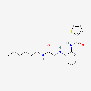 molecular formula C20H27N3O2S B7077439 N-[2-[[2-(heptan-2-ylamino)-2-oxoethyl]amino]phenyl]thiophene-2-carboxamide 