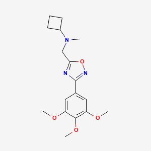 molecular formula C17H23N3O4 B7077455 N-methyl-N-[[3-(3,4,5-trimethoxyphenyl)-1,2,4-oxadiazol-5-yl]methyl]cyclobutanamine 