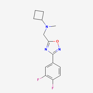 molecular formula C14H15F2N3O B7077464 N-[[3-(3,4-difluorophenyl)-1,2,4-oxadiazol-5-yl]methyl]-N-methylcyclobutanamine 