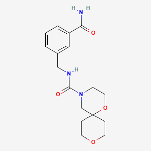 molecular formula C17H23N3O4 B7077507 N-[(3-carbamoylphenyl)methyl]-1,9-dioxa-4-azaspiro[5.5]undecane-4-carboxamide 