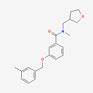 molecular formula C21H25NO3 B7077534 N-methyl-3-[(3-methylphenyl)methoxy]-N-(oxolan-3-ylmethyl)benzamide 