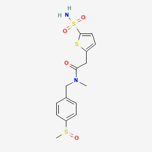 molecular formula C15H18N2O4S3 B7077576 N-methyl-N-[(4-methylsulfinylphenyl)methyl]-2-(5-sulfamoylthiophen-2-yl)acetamide 