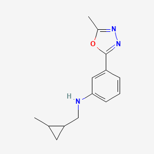 molecular formula C14H17N3O B7077583 N-[(2-methylcyclopropyl)methyl]-3-(5-methyl-1,3,4-oxadiazol-2-yl)aniline 