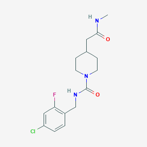 molecular formula C16H21ClFN3O2 B7077621 N-[(4-chloro-2-fluorophenyl)methyl]-4-[2-(methylamino)-2-oxoethyl]piperidine-1-carboxamide 