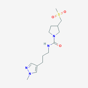 molecular formula C14H24N4O3S B7077631 N-[3-(1-methylpyrazol-4-yl)propyl]-3-(methylsulfonylmethyl)pyrrolidine-1-carboxamide 