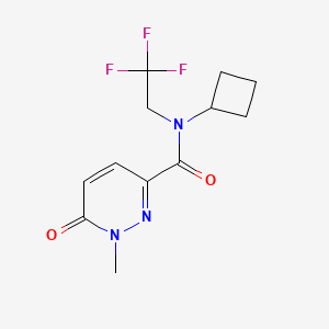 molecular formula C12H14F3N3O2 B7077662 N-cyclobutyl-1-methyl-6-oxo-N-(2,2,2-trifluoroethyl)pyridazine-3-carboxamide 