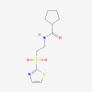molecular formula C11H16N2O3S2 B7077795 N-[2-(1,3-thiazol-2-ylsulfonyl)ethyl]cyclopentanecarboxamide 