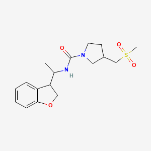 molecular formula C17H24N2O4S B7077849 N-[1-(2,3-dihydro-1-benzofuran-3-yl)ethyl]-3-(methylsulfonylmethyl)pyrrolidine-1-carboxamide 