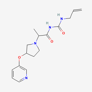 molecular formula C16H22N4O3 B7077916 N-(prop-2-enylcarbamoyl)-2-(3-pyridin-3-yloxypyrrolidin-1-yl)propanamide 