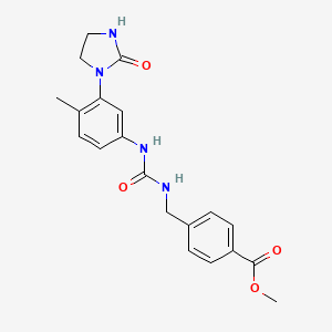 molecular formula C20H22N4O4 B7077987 Methyl 4-[[[4-methyl-3-(2-oxoimidazolidin-1-yl)phenyl]carbamoylamino]methyl]benzoate 