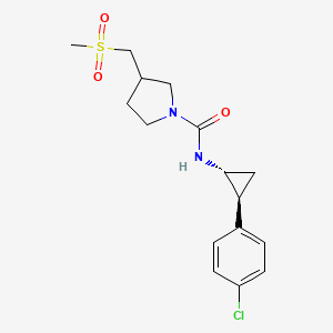 molecular formula C16H21ClN2O3S B7077994 N-[(1R,2S)-2-(4-chlorophenyl)cyclopropyl]-3-(methylsulfonylmethyl)pyrrolidine-1-carboxamide 