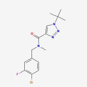 molecular formula C15H18BrFN4O B7078250 N-[(4-bromo-3-fluorophenyl)methyl]-1-tert-butyl-N-methyltriazole-4-carboxamide 